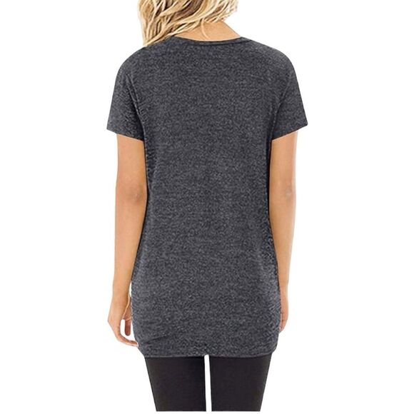 Sampeel soft charcoal gray tunic with twisted knot hem design! New - Picture 3 of 5